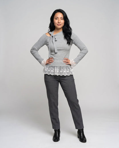 Women's longsleeve top with transparent ruffle hem - Chichicherry