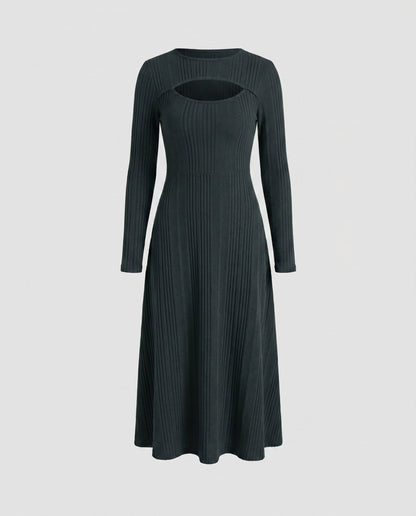 Women's maxi dress with asymmetric hem and elegant cut-out details - Chichicherry