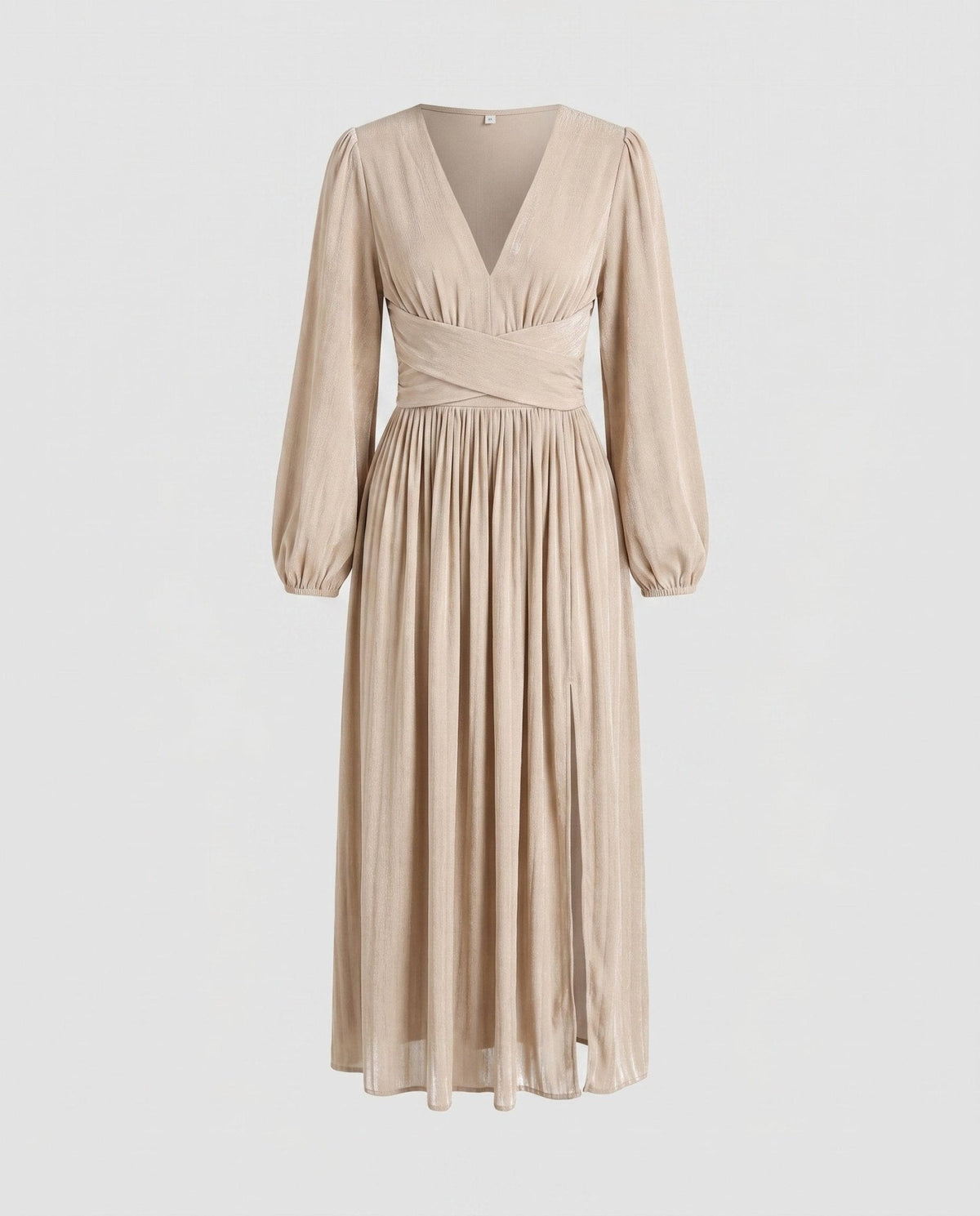 Women's maxi dress with elegant V-neck and casual ruffle hem - Chichicherry