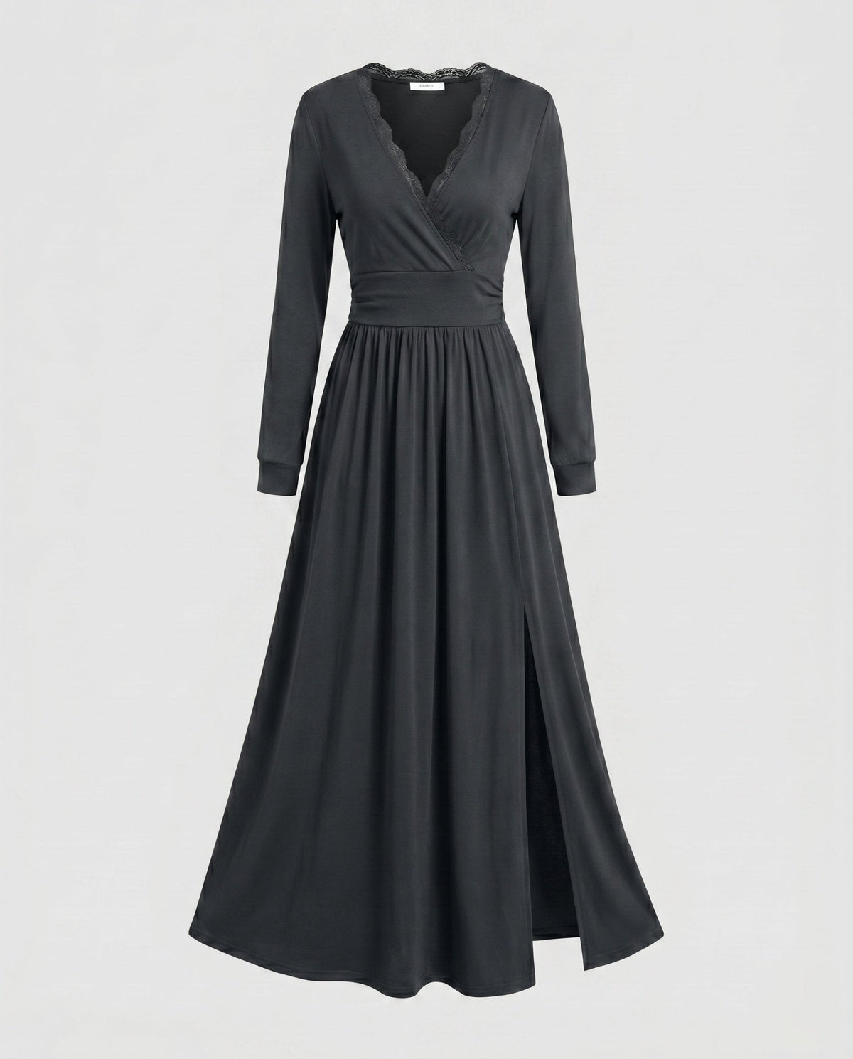 Women's maxi dress with elegant V-neckline and sophisticated slit - Chichicherry