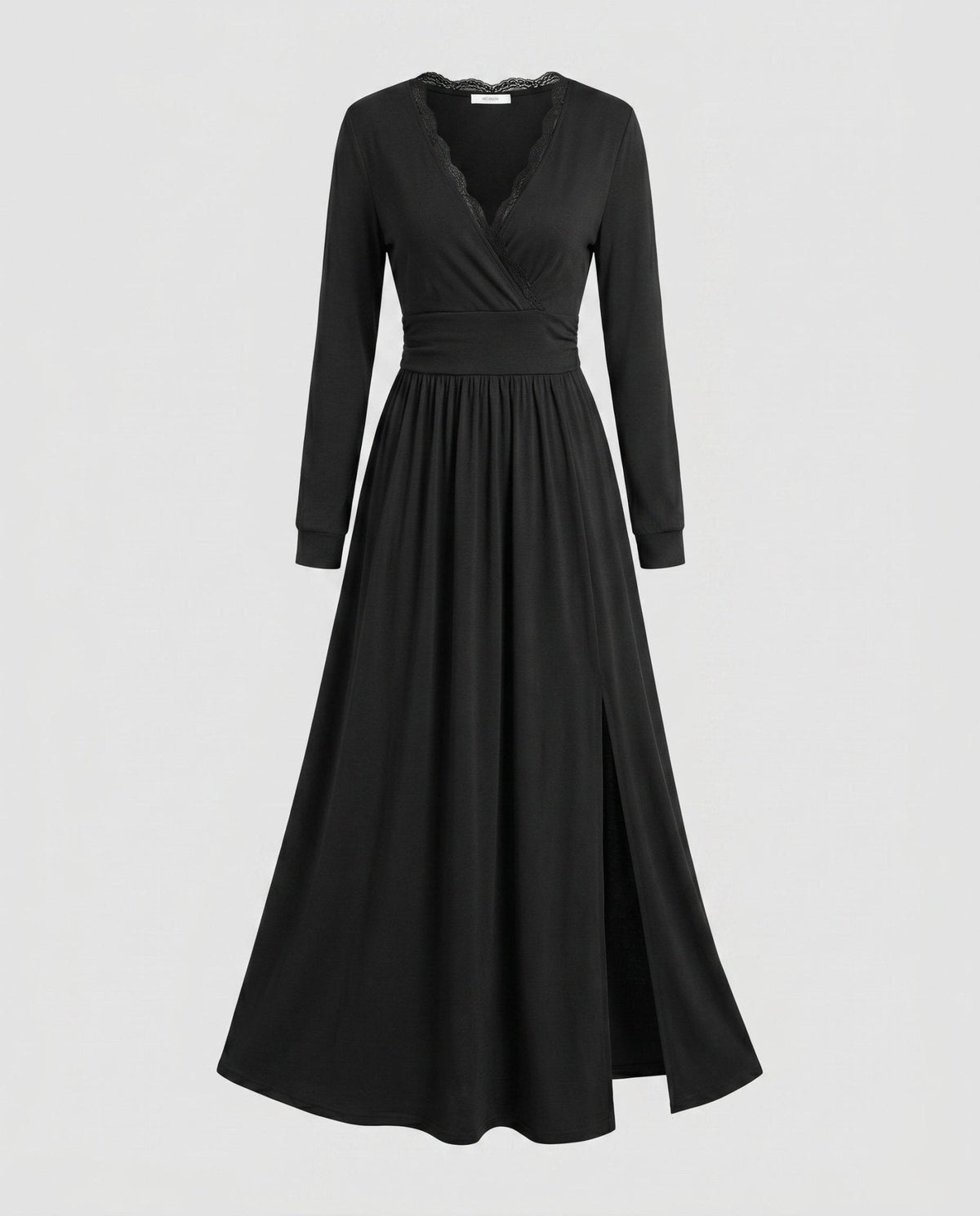 Women's maxi dress with elegant V-neckline and sophisticated slit - Chichicherry