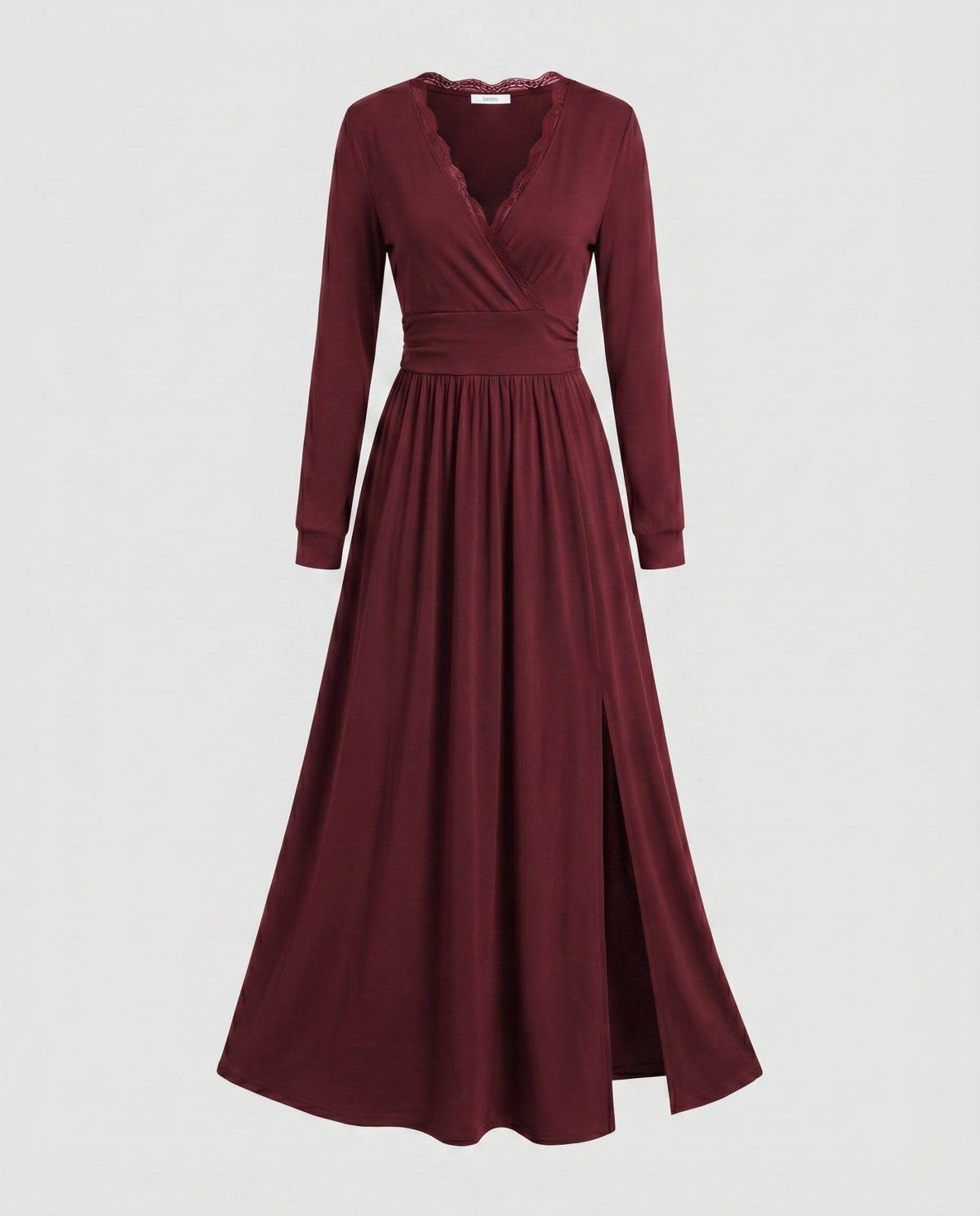 Women's maxi dress with elegant V-neckline and sophisticated slit - Chichicherry