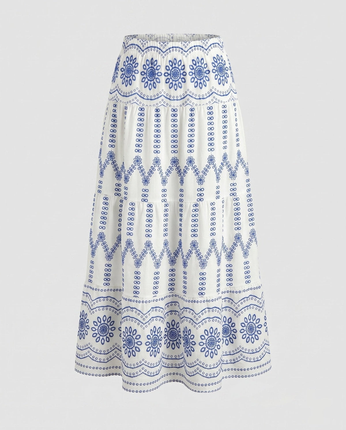 Women's maxi skirt with detailed embroidery and elastic waistband - Chichicherry