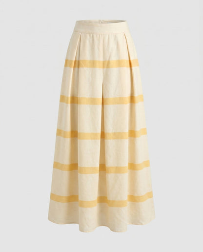 Women's maxi skirt with elegant stripe pattern in fluid design - Chichicherry