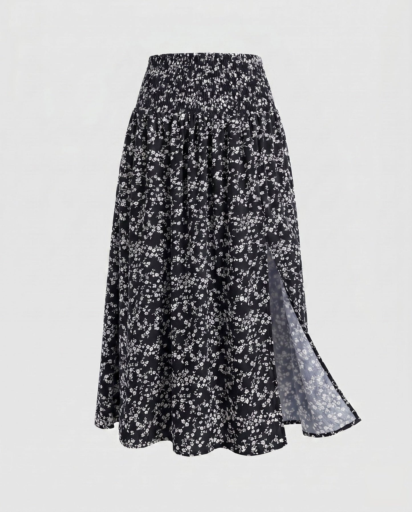 Women's maxi skirt with floral design and elastic waistband - Chichicherry