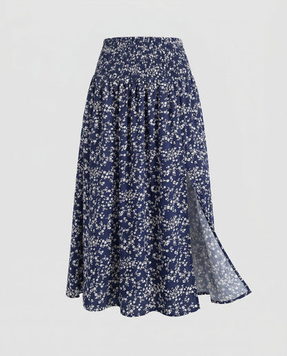 Women's maxi skirt with floral design and elastic waistband - Chichicherry