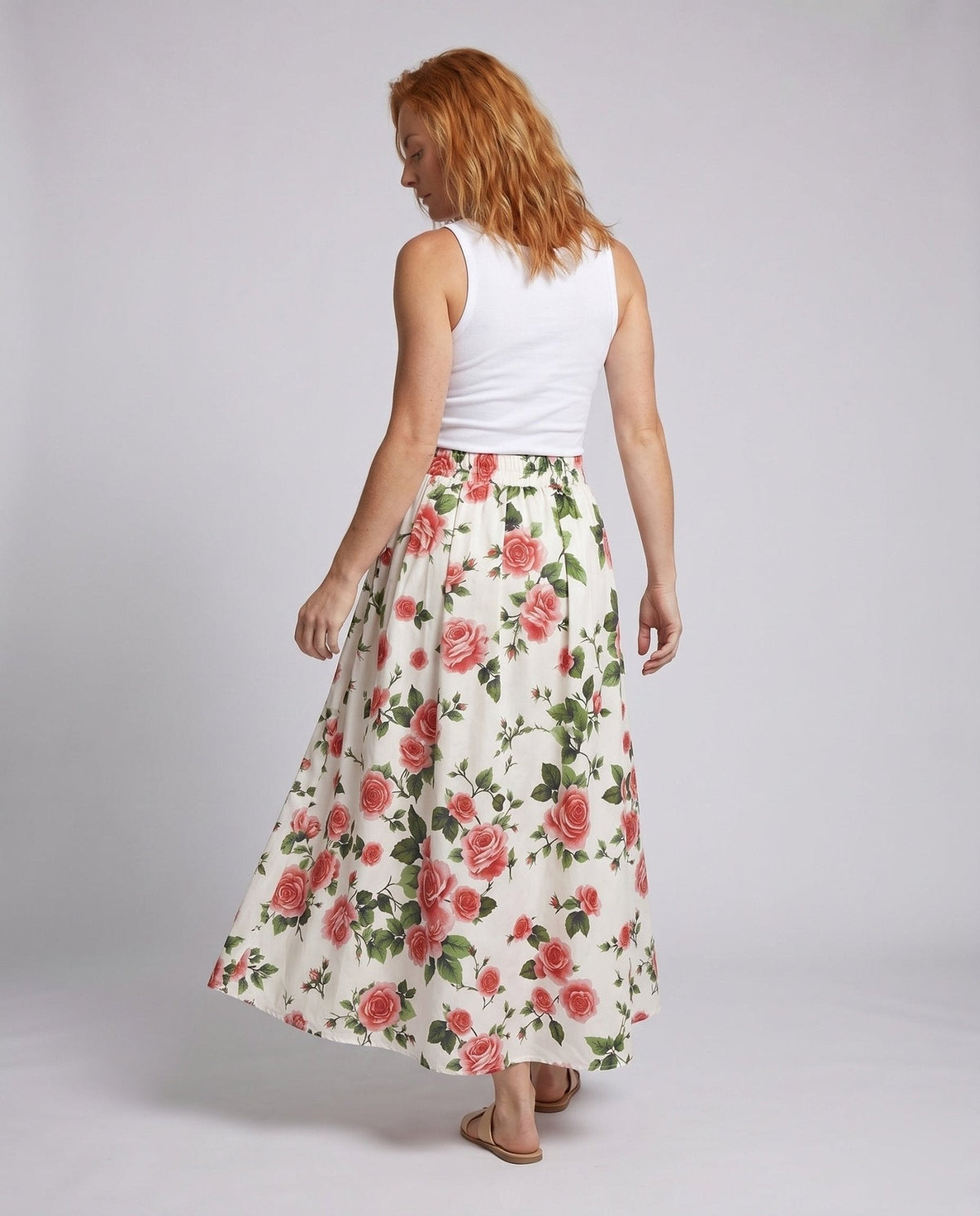 Women’s Maxi Skirt with Floral Design and Flared Cut - Chichicherry