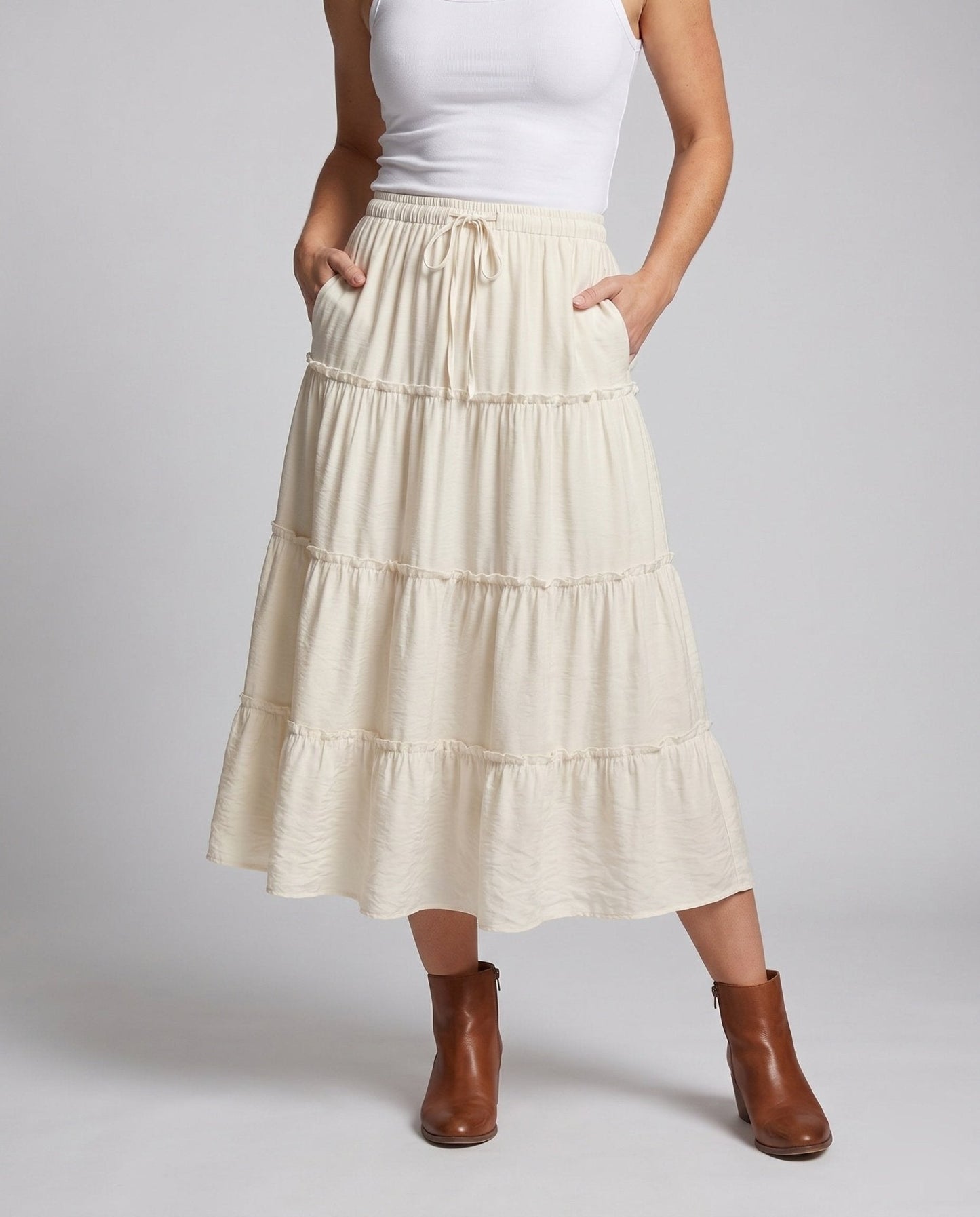 Women’s maxi skirt with lined ruffle and elastic waistband - Chichicherry