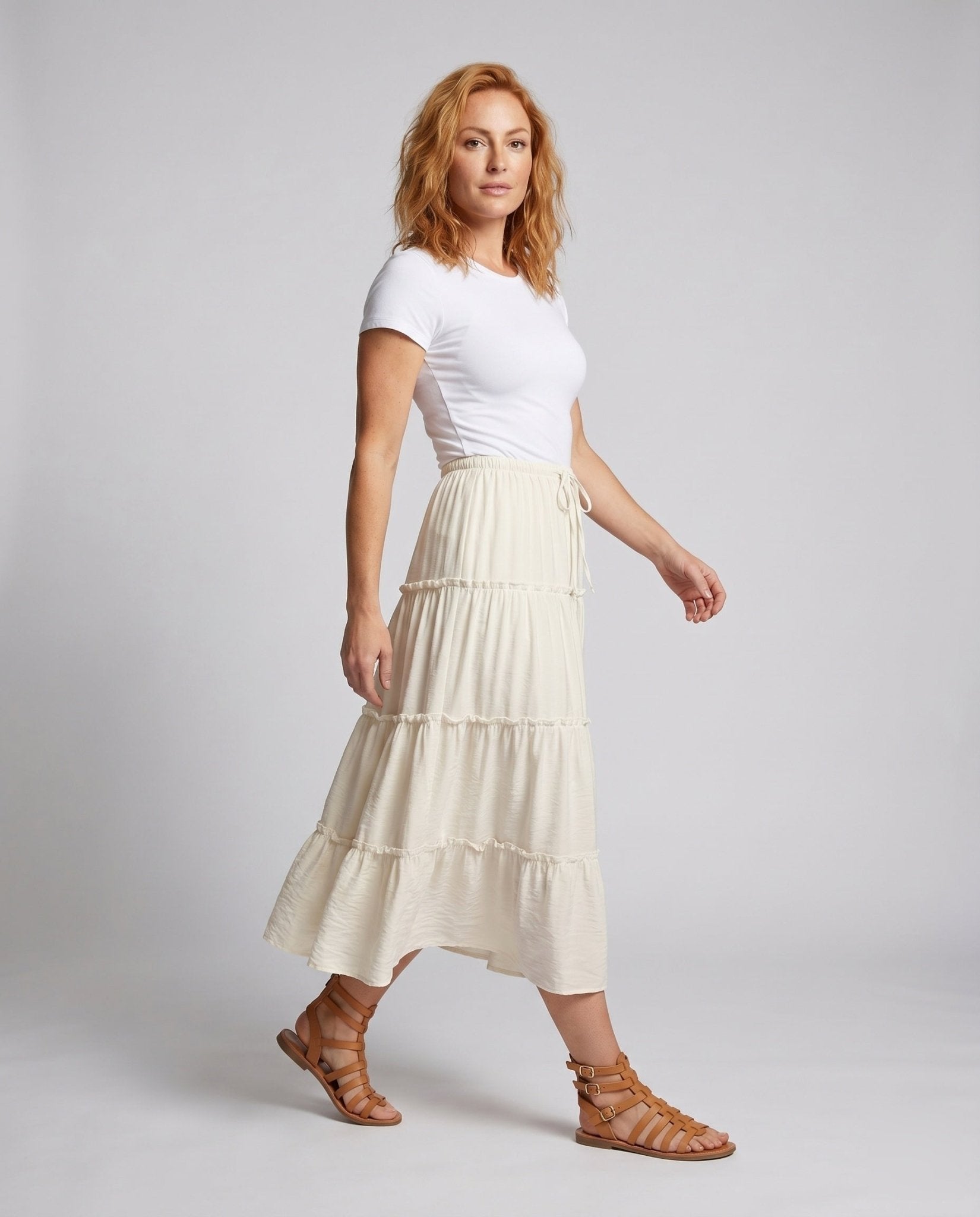 Women’s maxi skirt with lined ruffle and elastic waistband - Chichicherry