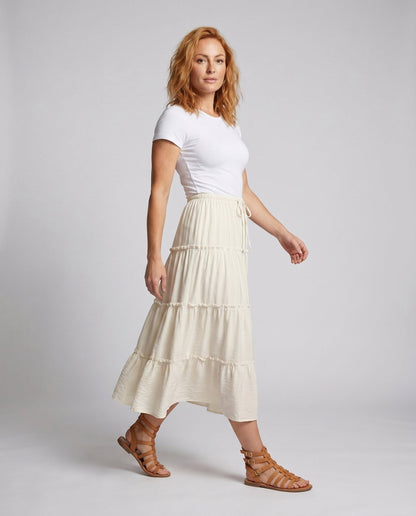 Women’s maxi skirt with lined ruffle and elastic waistband - Chichicherry