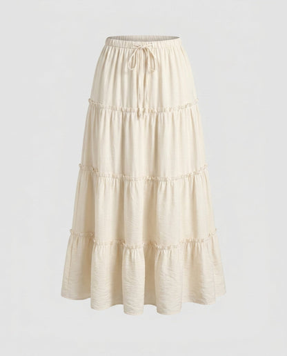 Women’s maxi skirt with lined ruffle and elastic waistband - Chichicherry