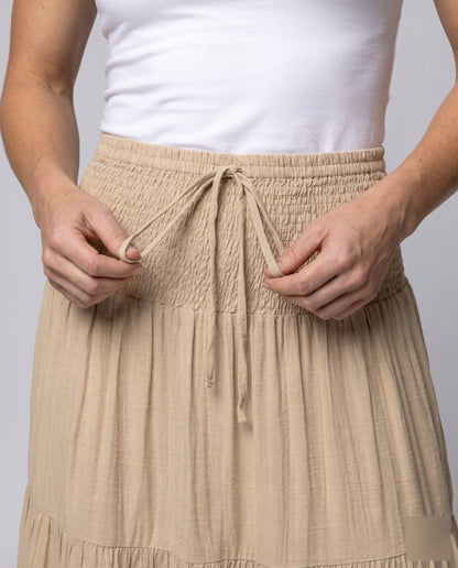 Women's maxi skirt with playful tiered design and elastic waistband - Chichicherry