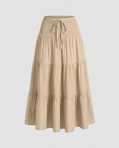 Women's maxi skirt with playful tiered design and elastic waistband - Chichicherry