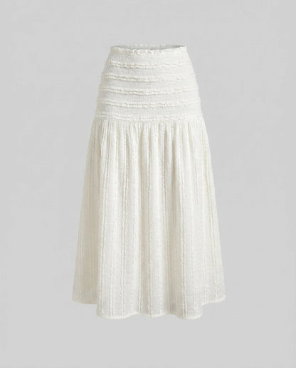 Women's maxi skirt with textured surface and elastic waistband - Chichicherry