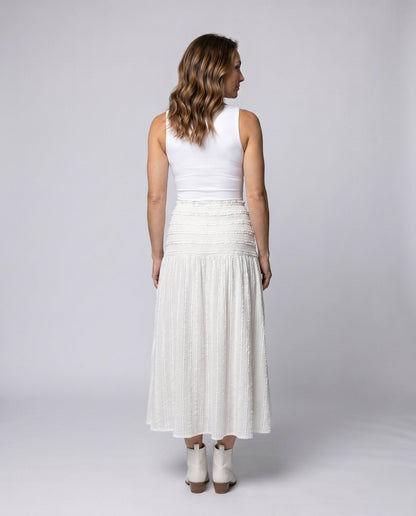 Women's maxi skirt with textured surface and elastic waistband - Chichicherry