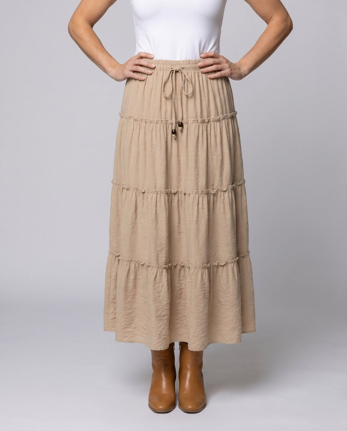 Women's maxi skirt with voluminous tiers and elastic waistband - Chichicherry