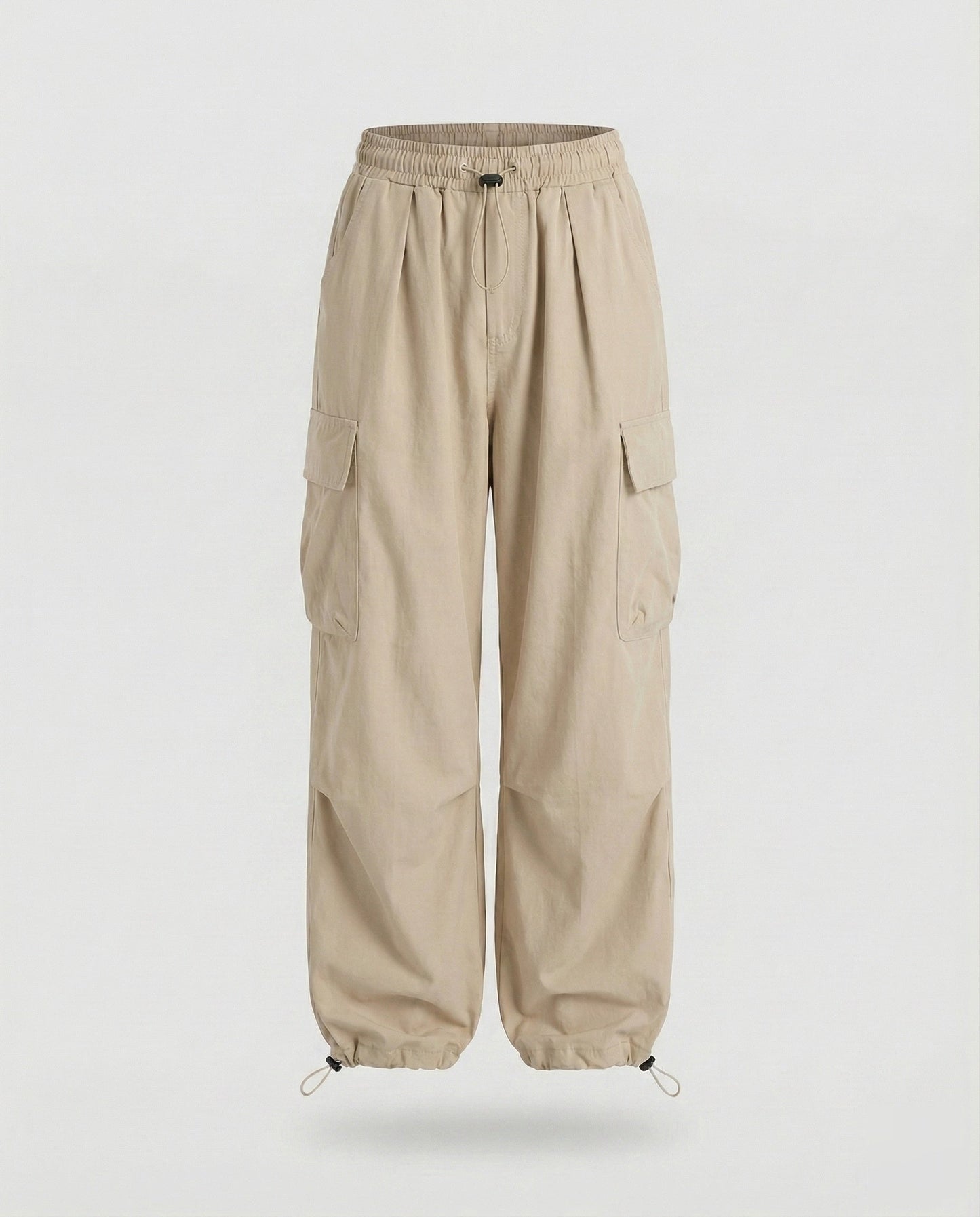 Women's Military Cord Closure Blended Fabric Balloon Cargo Pants - Apricot colorway