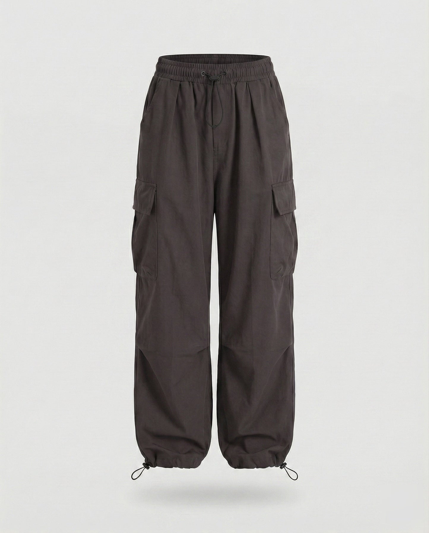 Women's Military Cord Closure Blended Fabric Balloon Cargo Pants - Brown colorway