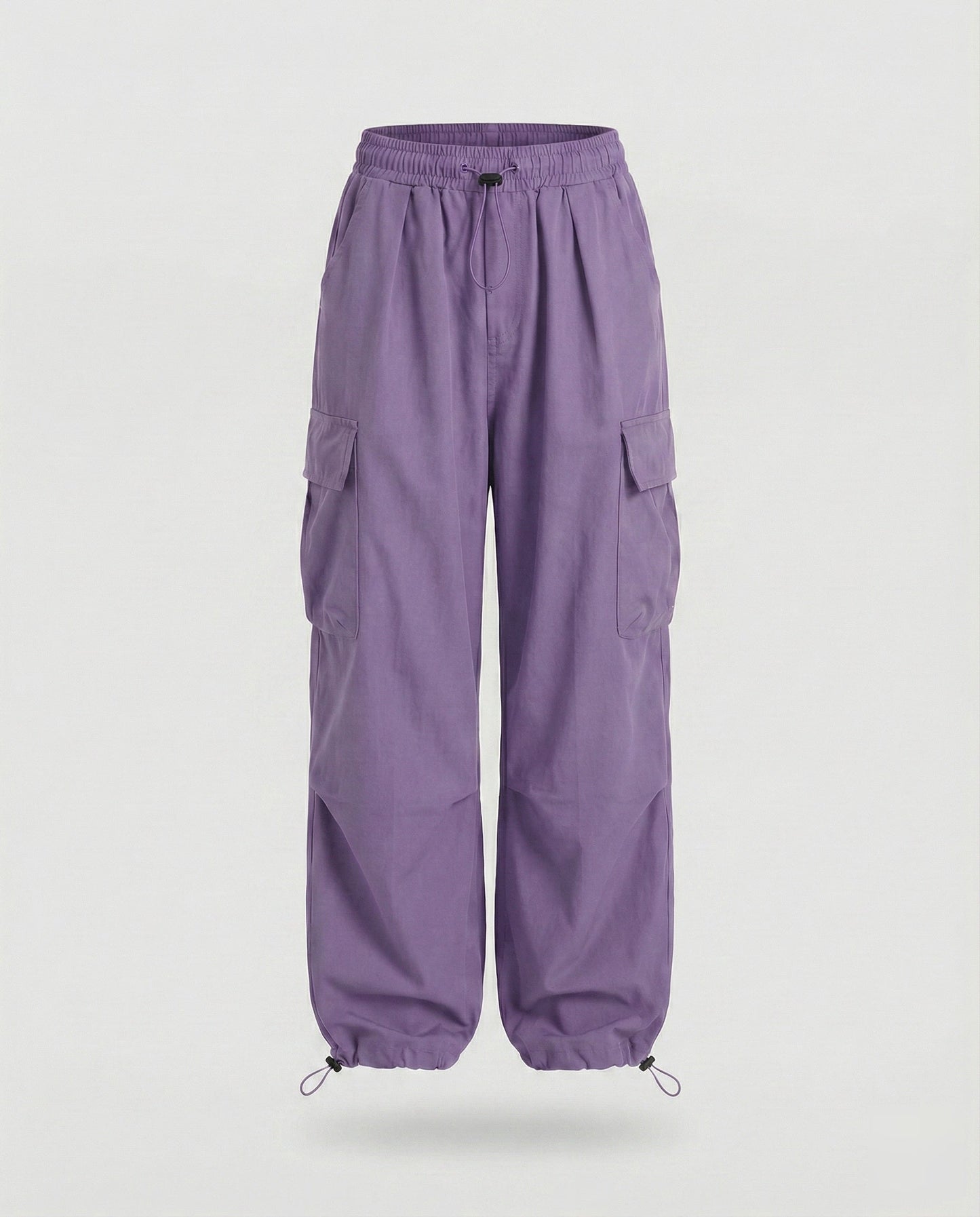 Women's Military Cord Closure Blended Fabric Balloon Cargo Pants - Lilac colorway