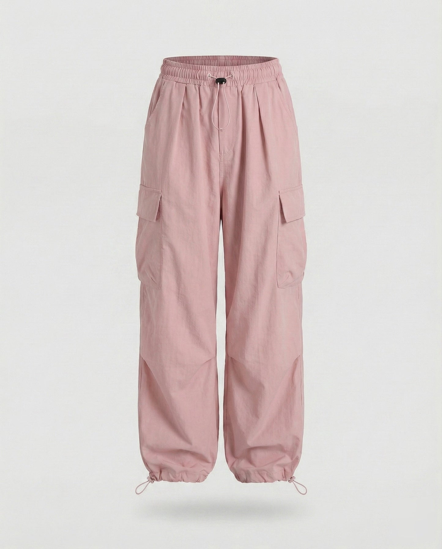 Women's Military Cord Closure Blended Fabric Balloon Cargo Pants - Pink colorway