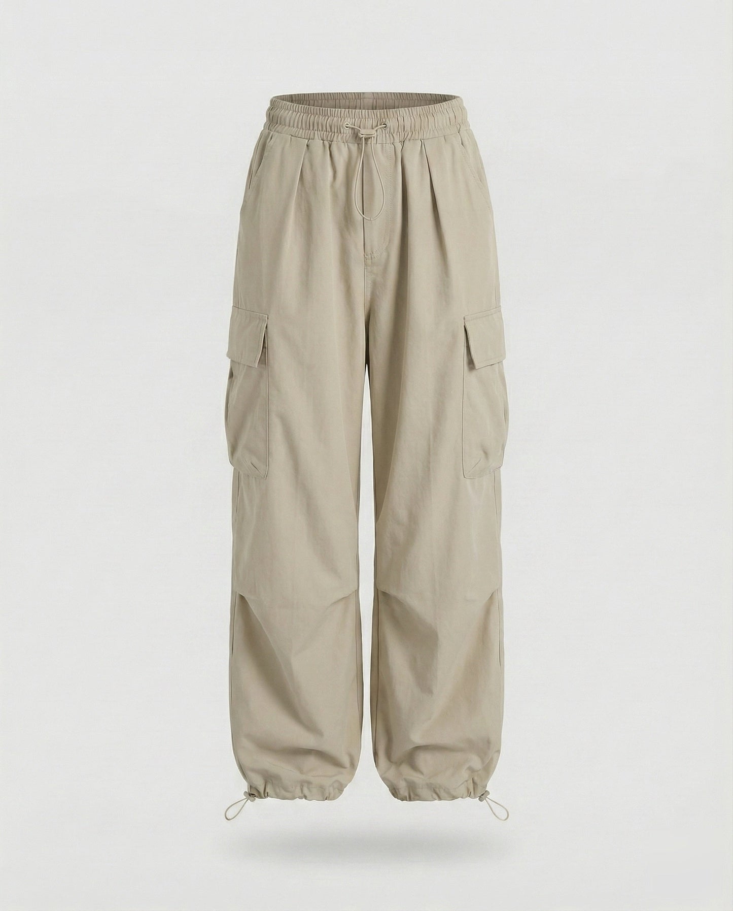 Women's Military Cord Closure Blended Fabric Balloon Cargo Pants - Silver colorway