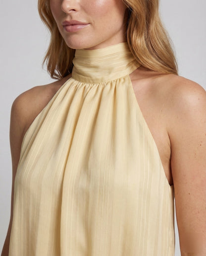 Women's Neck Scarf Mini Dress Pleated Top - close-up detail