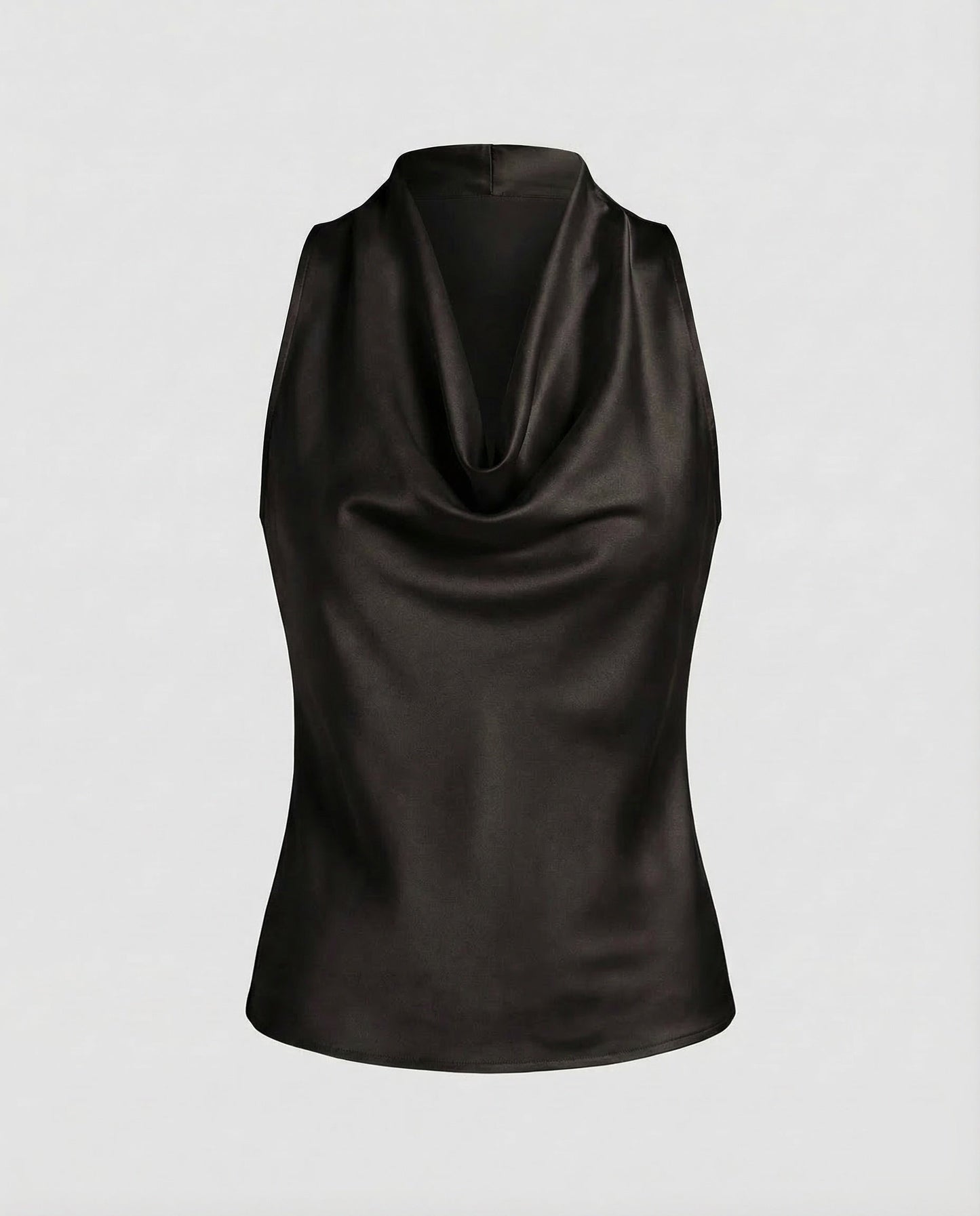 Women's Neck Scarf Top Satin - Black colorway