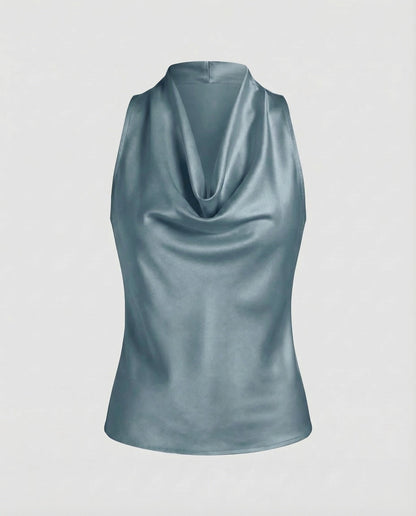 Women's Neck Scarf Top Satin - Blue colorway