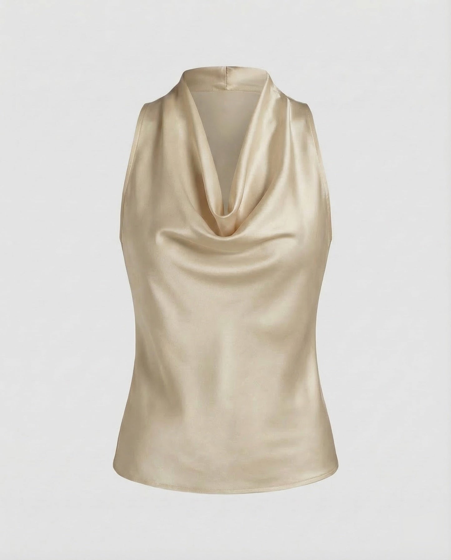 Women's Neck Scarf Top Satin - Champagne colorway