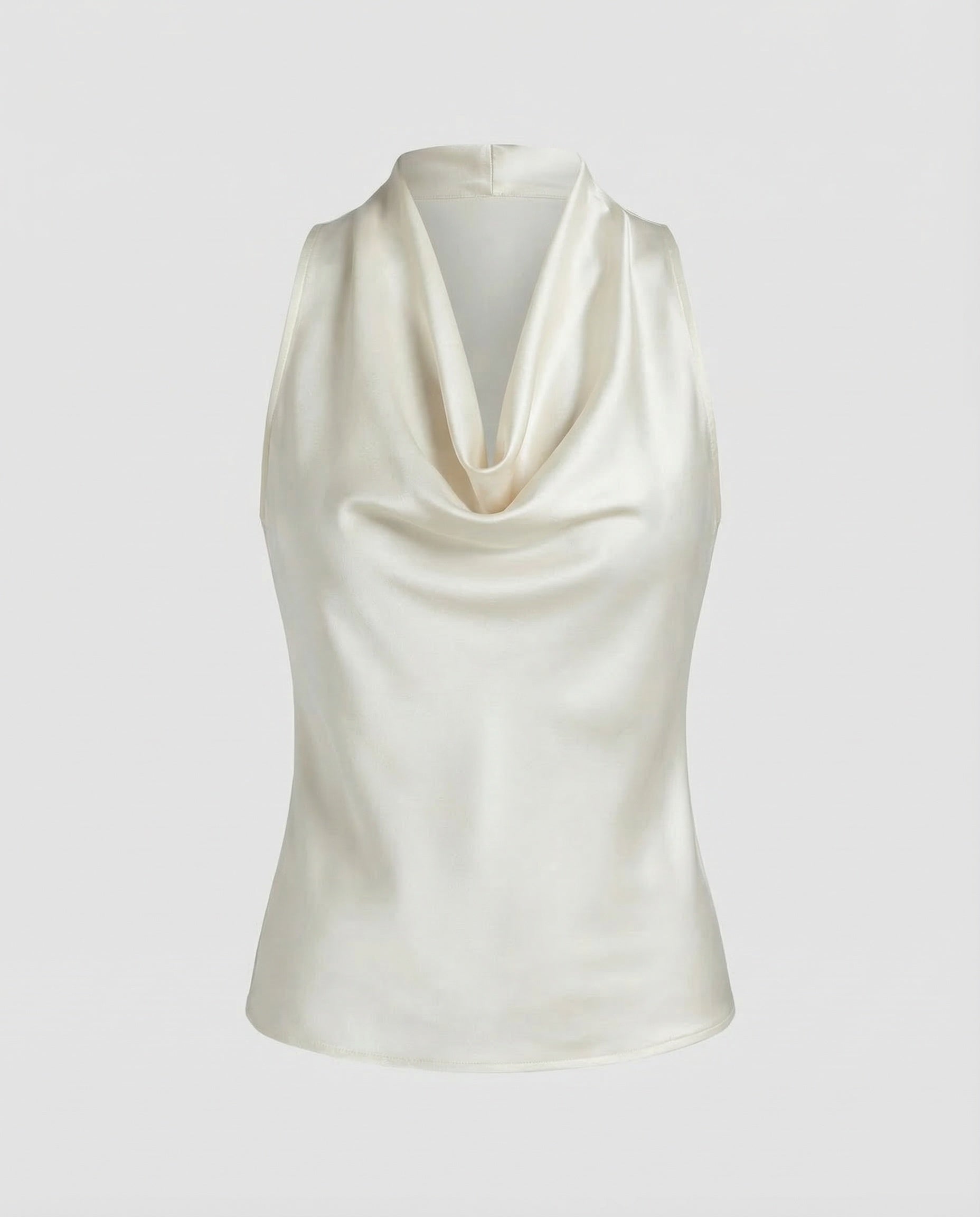 Women's Neck Scarf Top Satin - Cream colorway