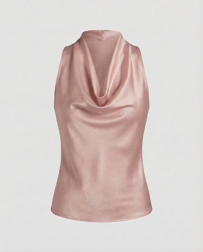 Women's Neck Scarf Top Satin - Pink colorway