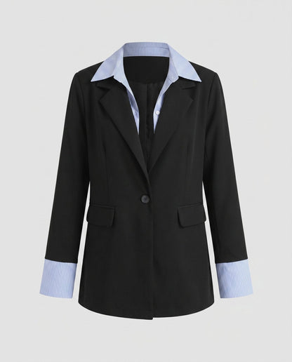 Women's oversized blazer with elegant collar and practical pockets - Chichicherry