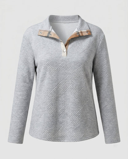 Women's quilted pullover with half zipper and trendy collar - Chichicherry