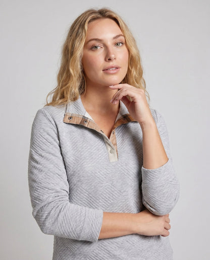 Women's quilted pullover with half zipper and trendy collar - Chichicherry