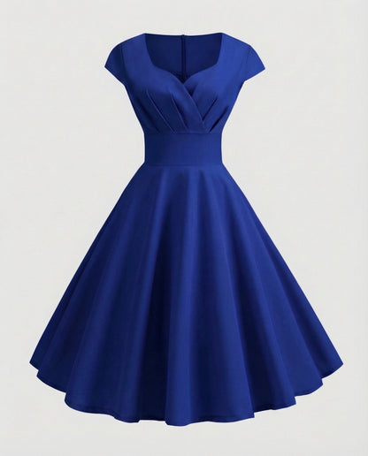 Women's Retro Swing Dress Tailored Corset - Blue colorway