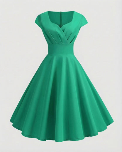 Women's Retro Swing Dress Tailored Corset - Green colorway