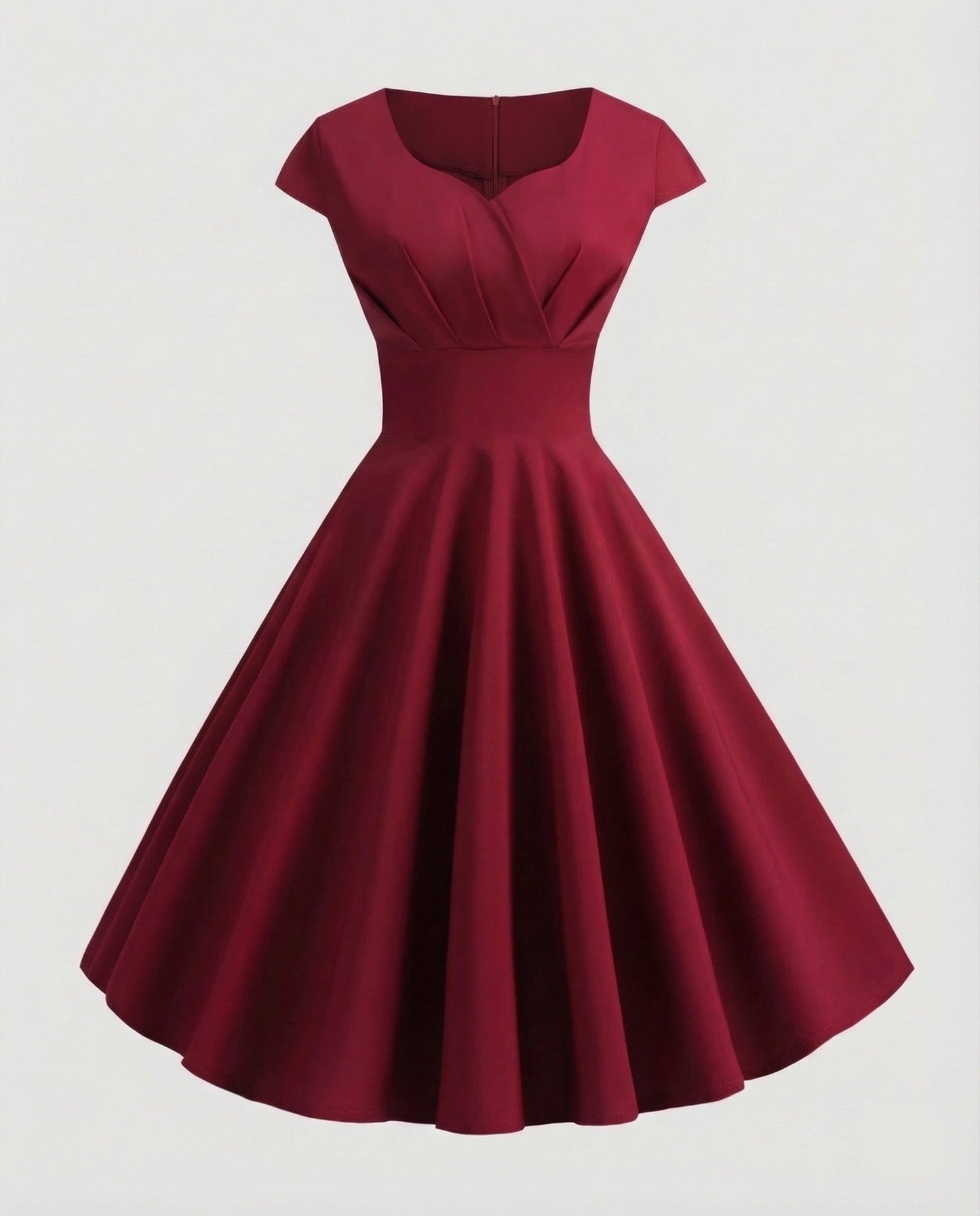 Women's Retro Swing Dress Tailored Corset - Wine Red colorway