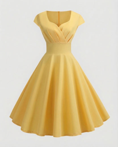 Women's Retro Swing Dress Tailored Corset - Yellow colorway