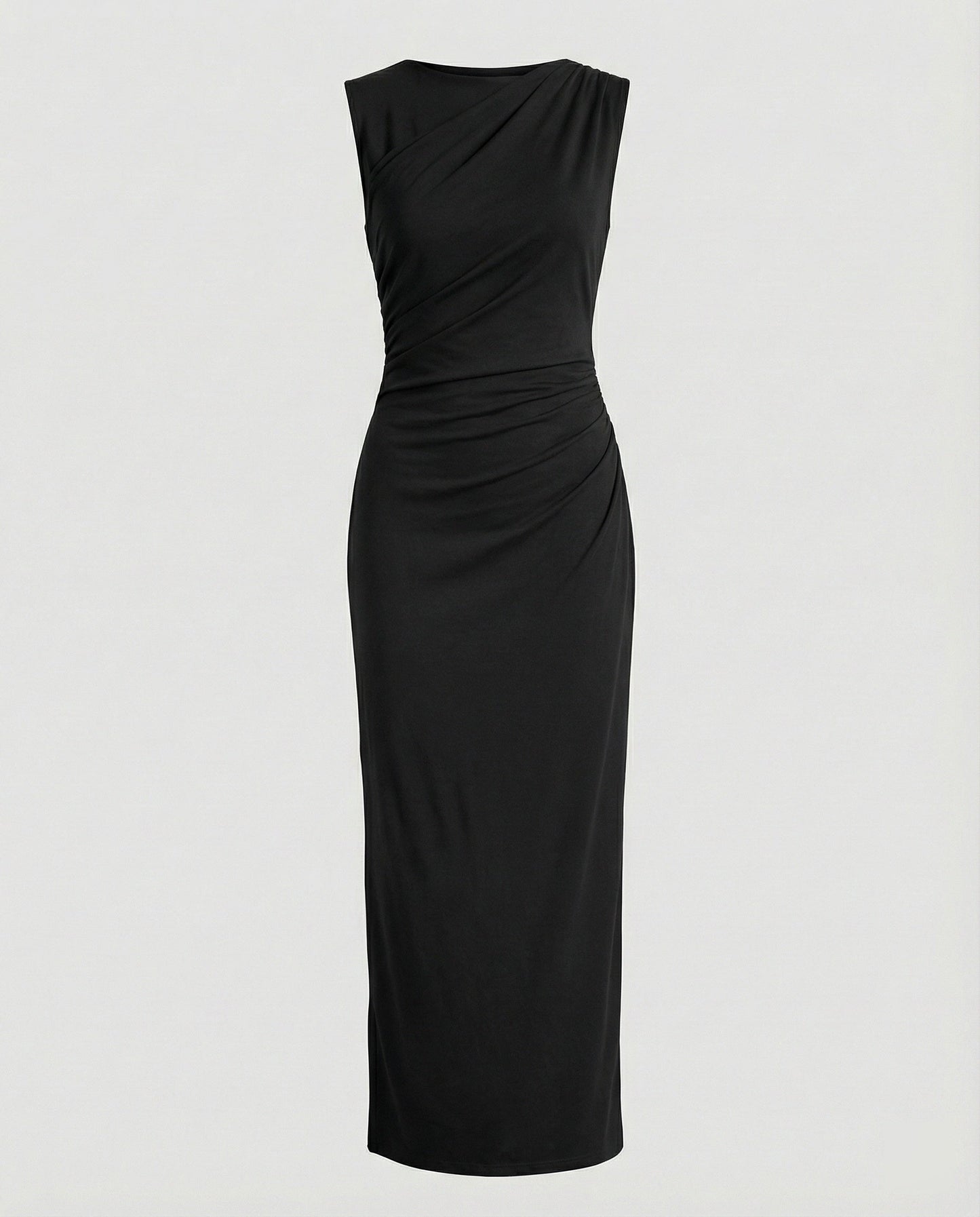 Women's Satin Maxi Dress with Draping - colorway