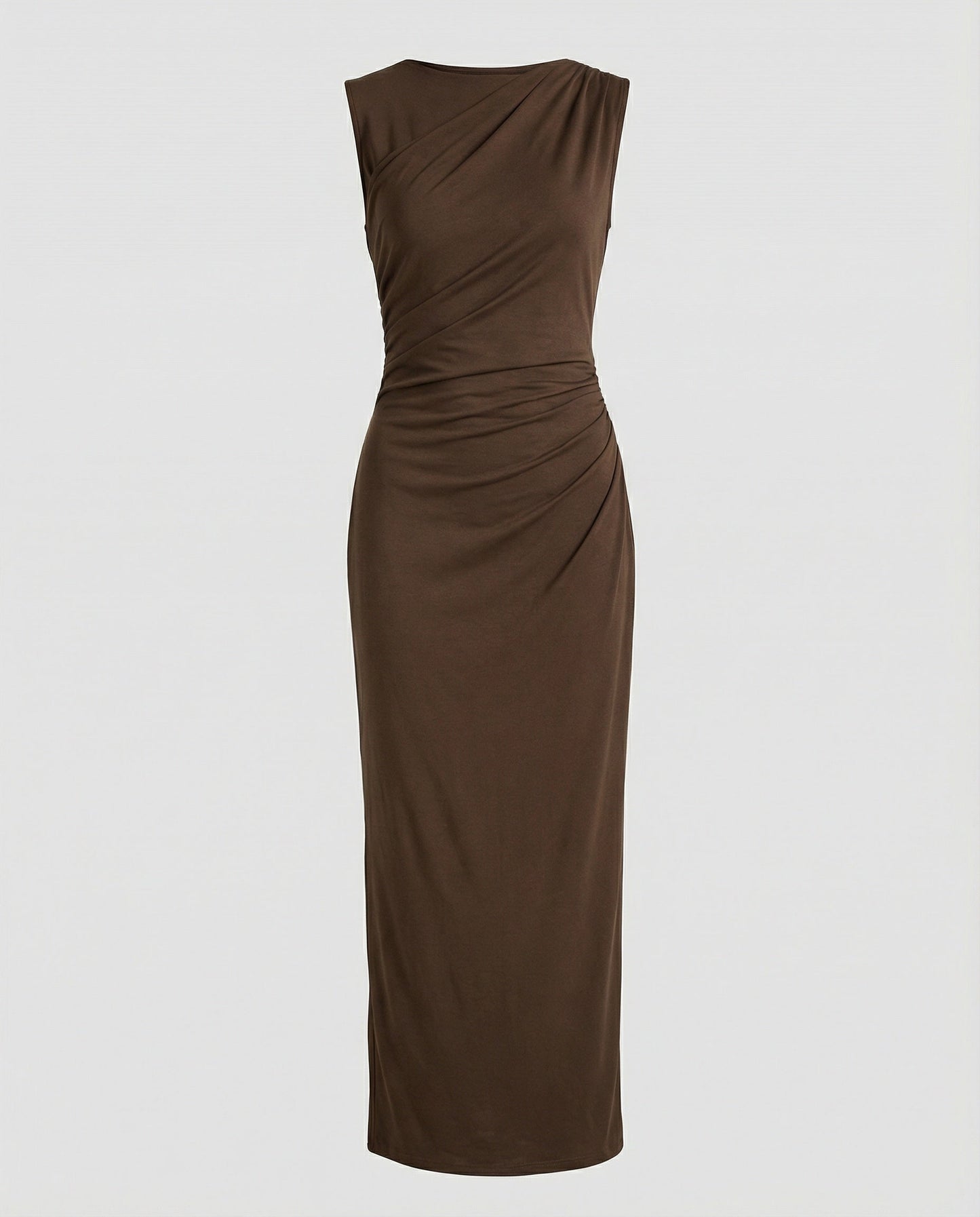 Women's Satin Maxi Dress with Draping - colorway