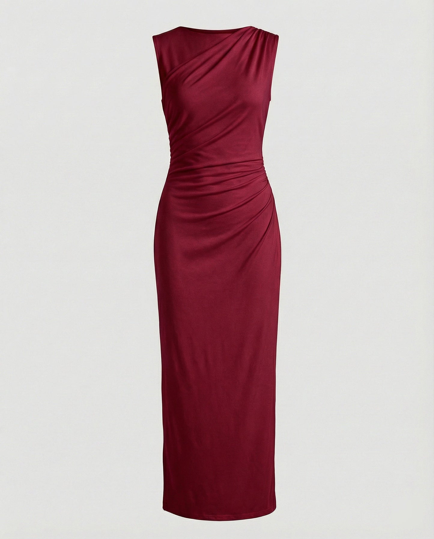 Women's Satin Maxi Dress with Draping - colorway