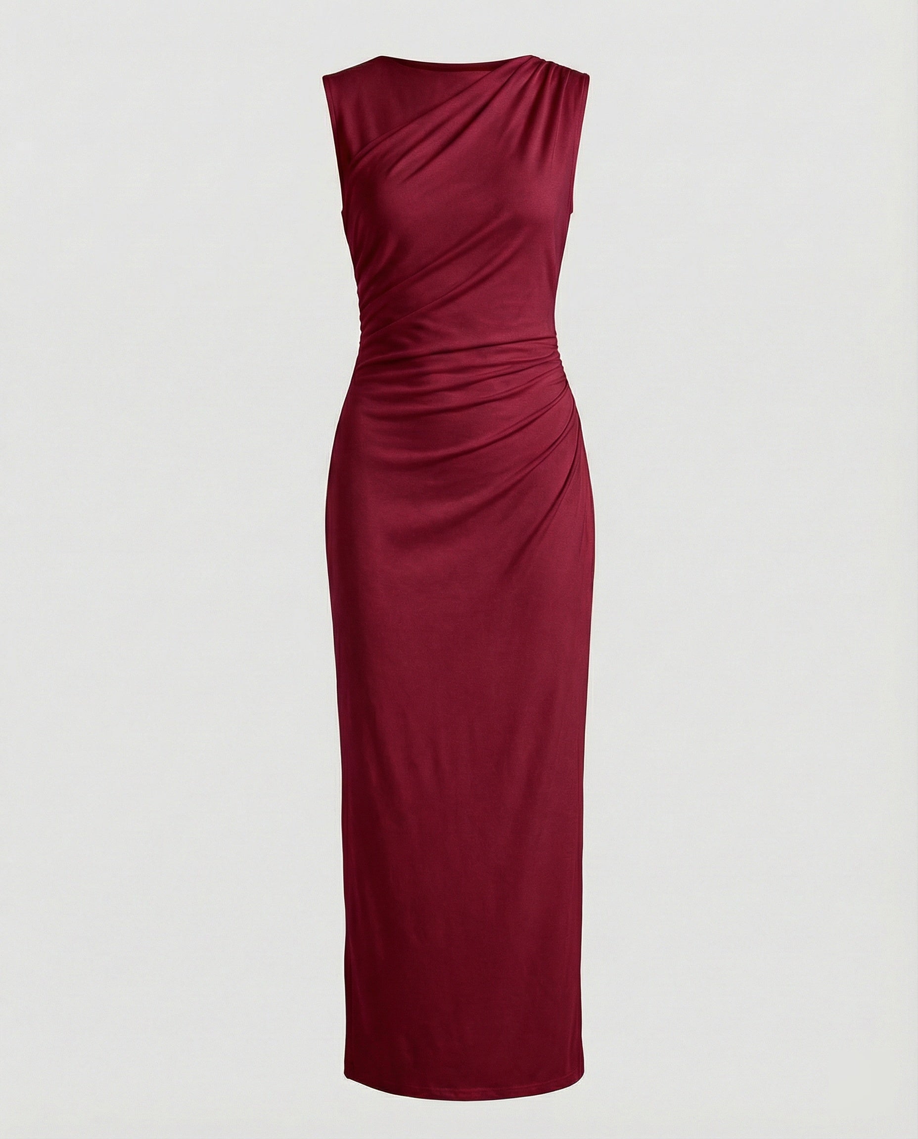 Women's Satin Maxi Dress with Draping - colorway