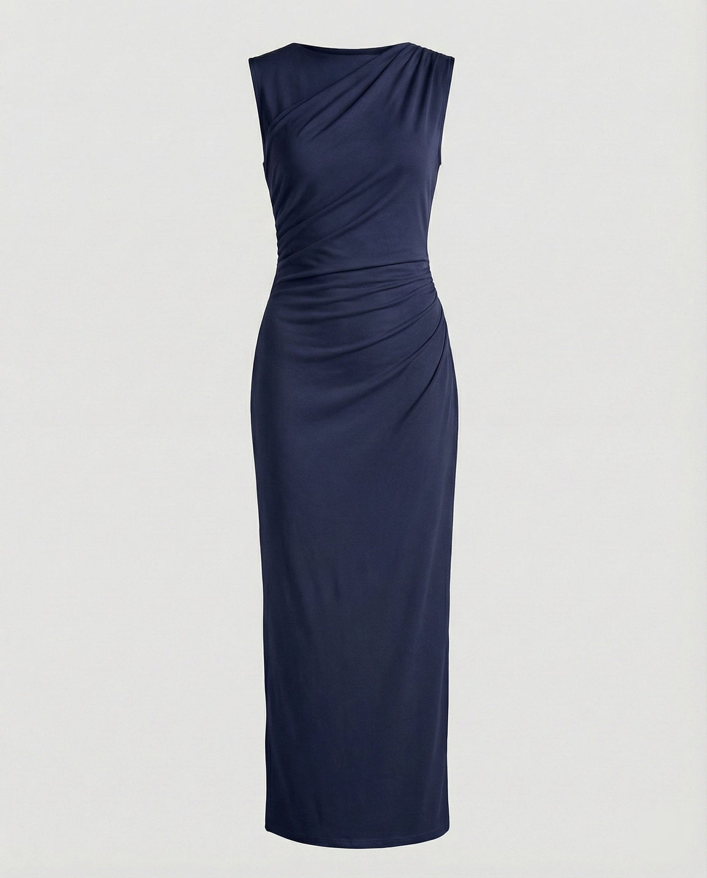 Women's Satin Maxi Dress with Draping - colorway