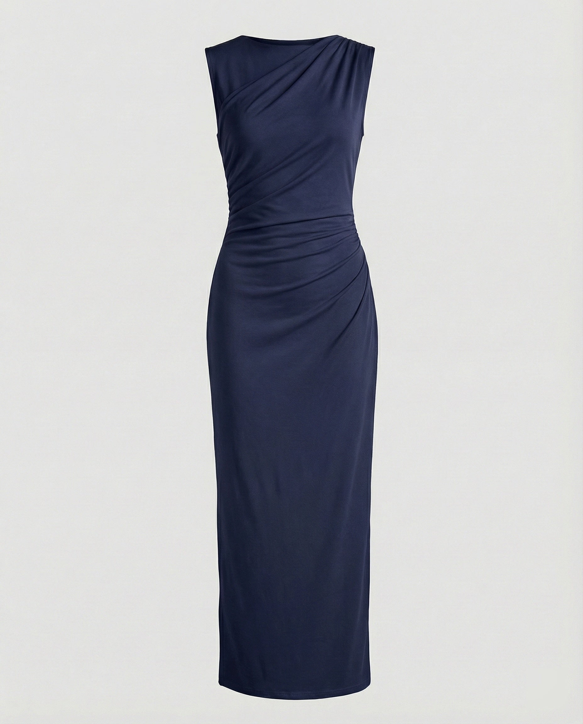 Women's Satin Maxi Dress with Draping - colorway