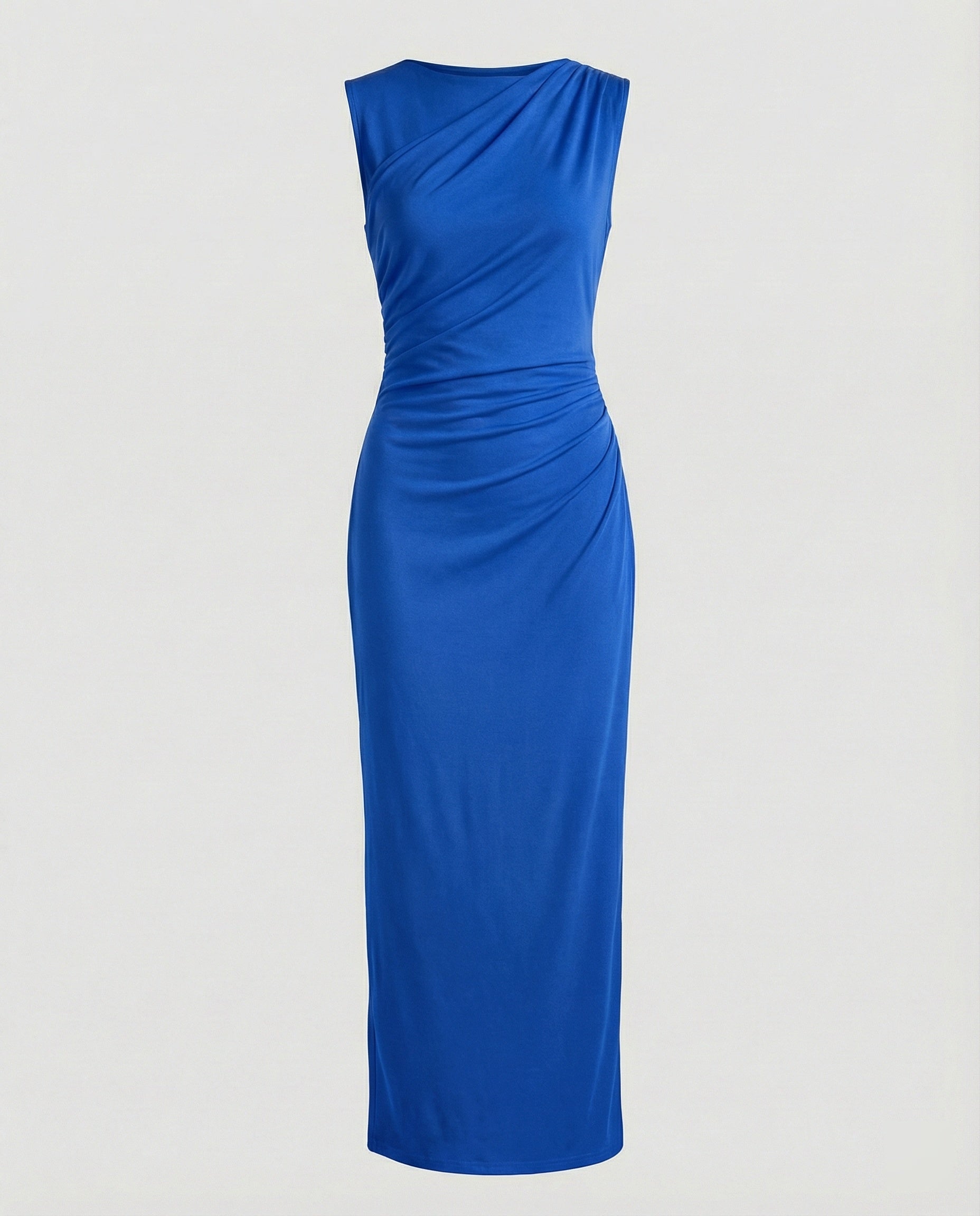Women's Satin Maxi Dress with Draping - colorway