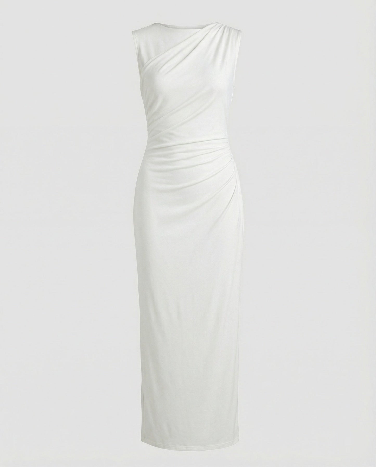 Women's Satin Maxi Dress with Draping - product photo