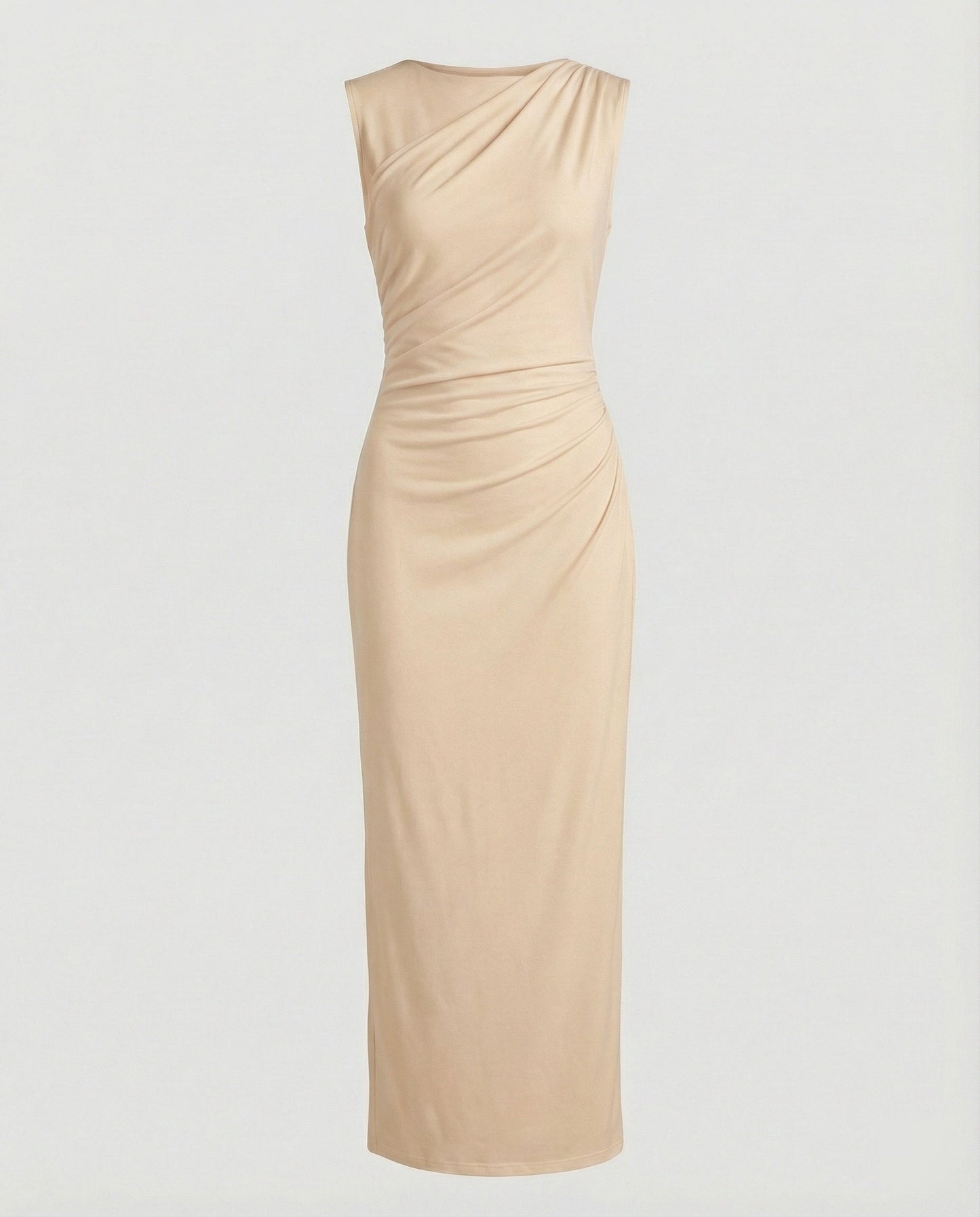 Women's Satin Maxi Dress with Draping - colorway