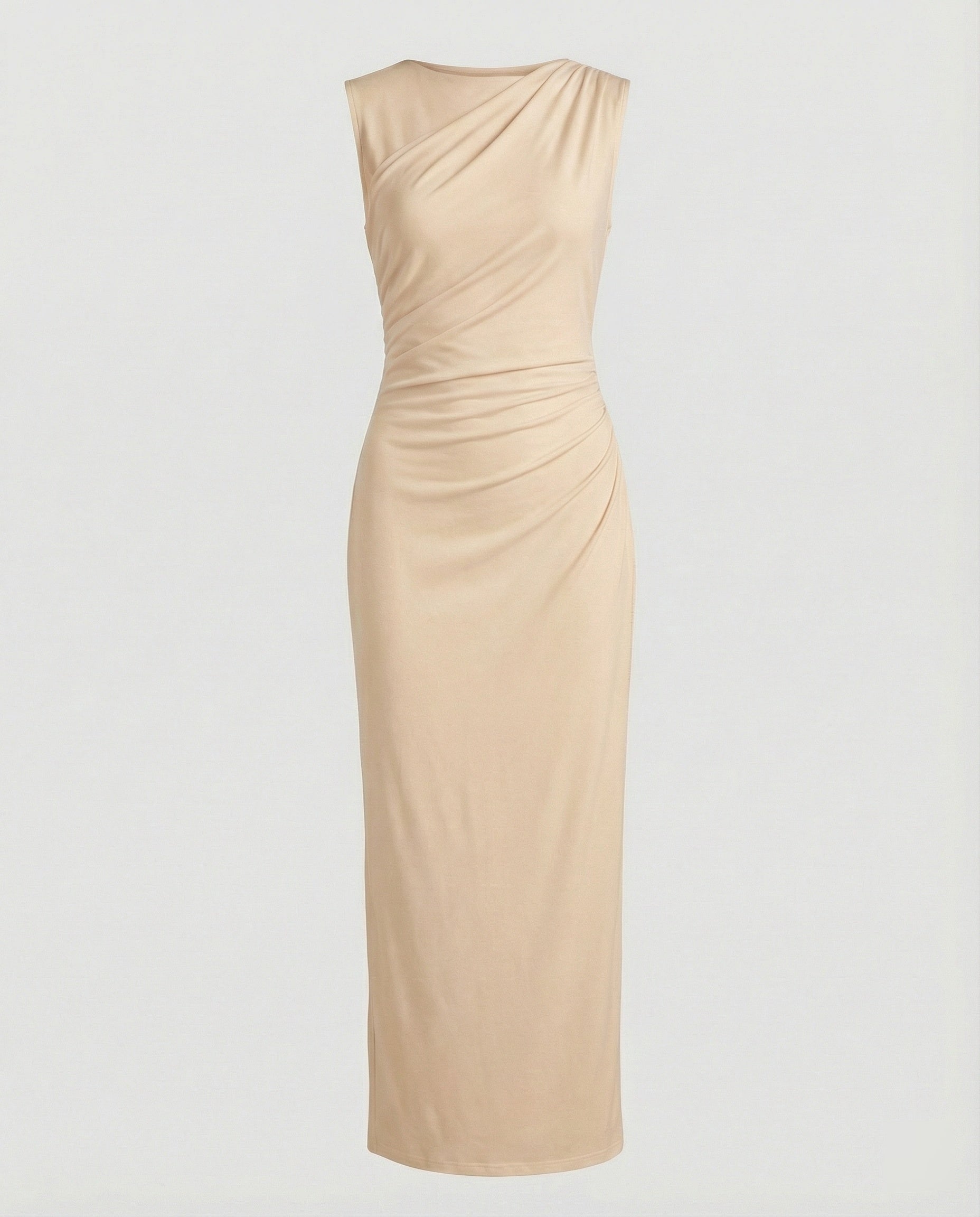 Women's Satin Maxi Dress with Draping - colorway