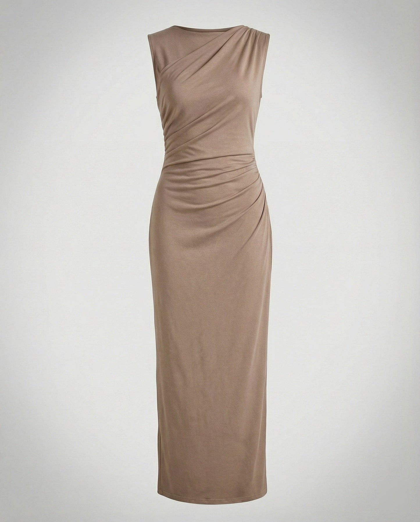 Women's Satin Maxi Dress with Draping - colorway