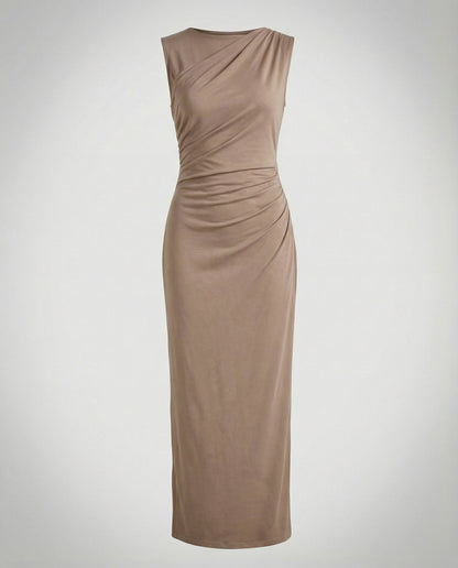 Women's Satin Maxi Dress with Draping - colorway